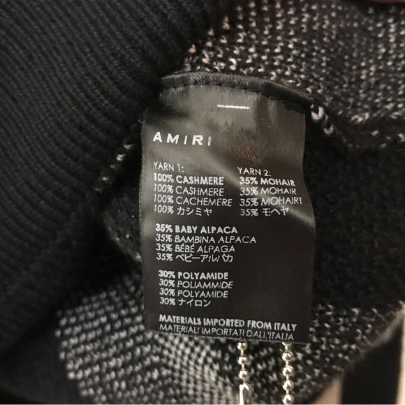 Amiri Logo Check Crew Mohair Cashmere Sweater Black White XXL Brand New With Tag - Picture 14 of 15
